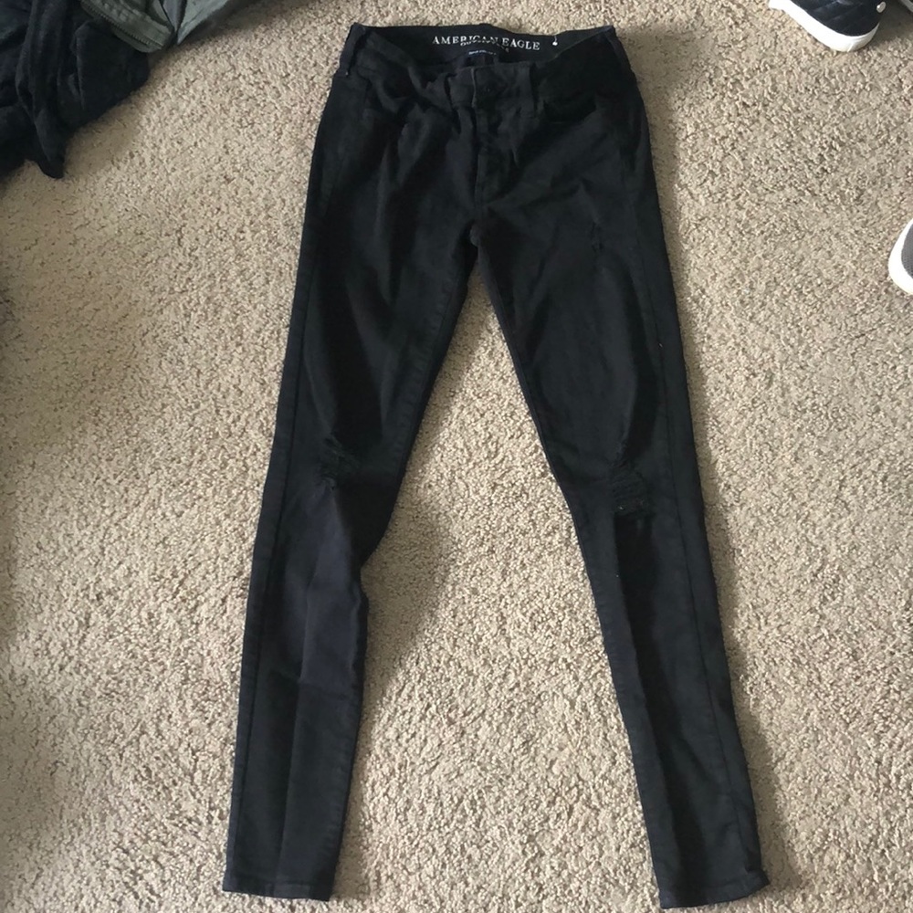 American Eagle Black Ripped Jeggings